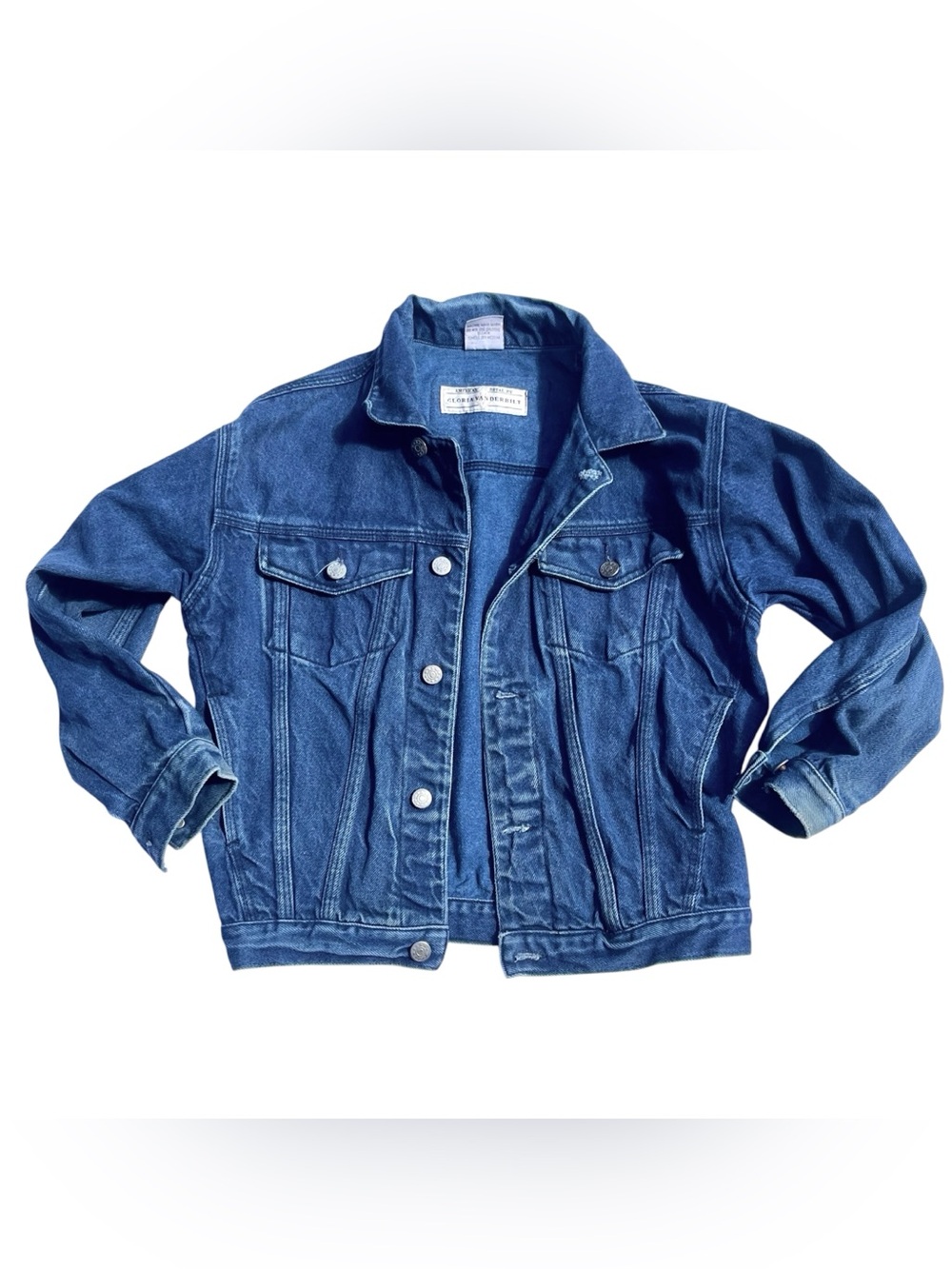 Vintage 90s Jean Jacket Disney Patch 1999 Mickey Gloria Vanderbilt Denim Crop S - Picture 2 of 13